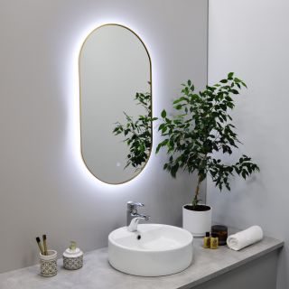 Зеркало FIXSEN с подсветкой LED овальное 50х90 см золото-сатин (FX-3090G)